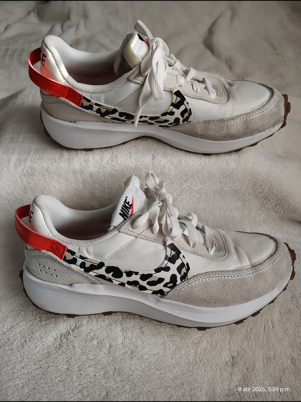 Nike Women's White Leopard-Print Waffle Runner